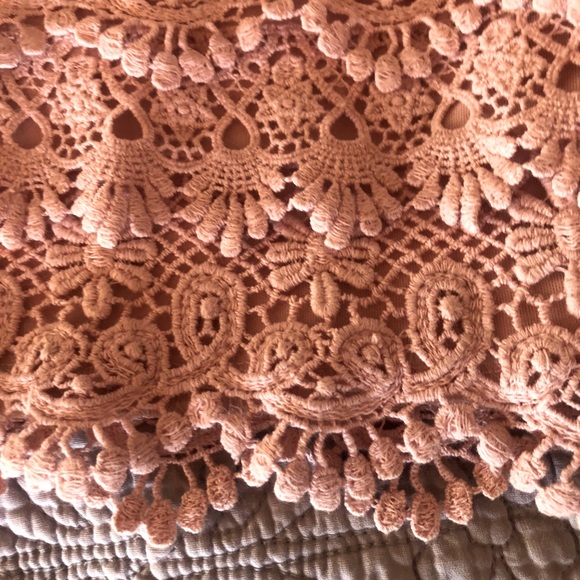 Jolt Dusty Pink Layered Crochet Skirt M - Picture 3 of 10